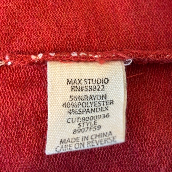 Max Studio Soft Knit Rust Orange Red T Shirt Dress White Embroidery Size Small - Picture 3 of 4